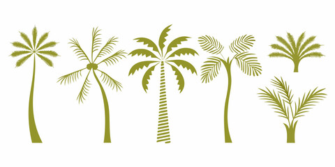 A collection of stylized green palm trees in various shapes and sizes © Rahul