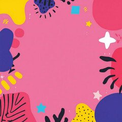 Fototapeta premium Colorful Abstract Memphis Style Background with Pink Gradient and Playful Shapes