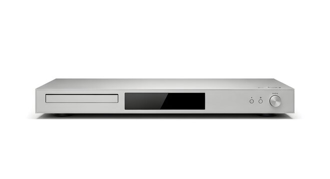 Minimal Blu Ray Player Device Isolated on White Background Home Entertainment Concept