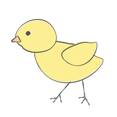 ヒヨコのシンプルなイラスト素材セット（春・イースター・動物・手描き風・くすみカラー） © atumeru