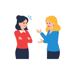 Fototapeta premium Two women arguing, disagreement, conflict, angry expression, discussion, communication breakdown