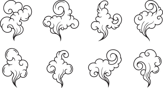 A collection of whimsical hand-drawn curls and swirls in black ink Vector