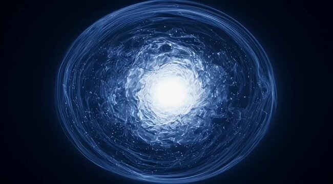 Abstract swirling blue vortex with bright center on a dark background