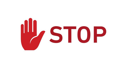 Obraz premium Red Stop Sign with Open Hand Symbol