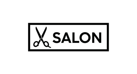 Obraz premium Simple and elegant salon logo with scissors and text