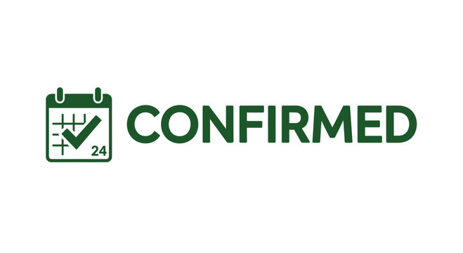 Official confirmation message featuring a calendar icon and checkmark for successful scheduling