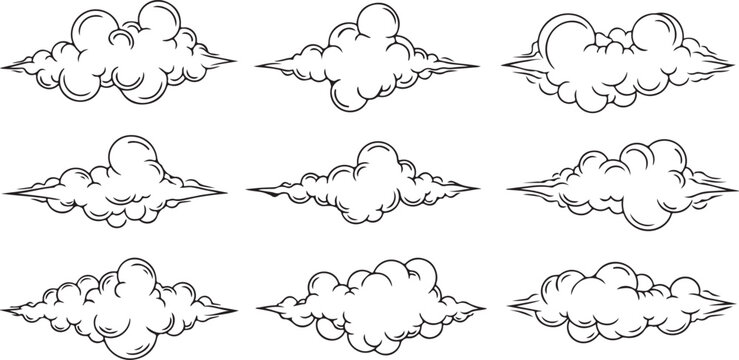 Simple line drawings showing different sketches of the human brain Vector