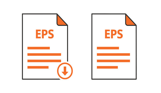 This illustration depicts two white documents labeled eps with orange accents one showing a download arrow icon high quality professional detailed modern elegant stylish