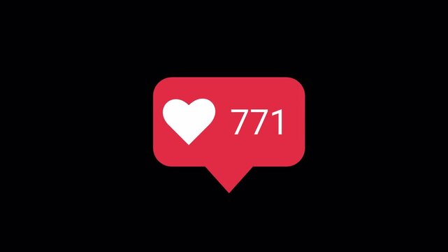 Likes count rising to 900. Animated social media like counter increasing up on alpha channel. Modern notification pop up design for followers, engagement, digital marketing and promotion. 4K Video
