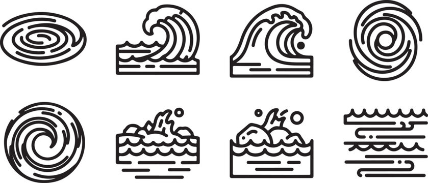 Collection of illustrations depicting various types of clouds and their formations Vector
