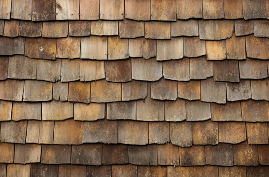 Processed collage of rustic barn roof shingles surface texture. Background for banner, backdrop.