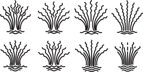 Line art illustrations of various types of grain stalks in black and white Vector © Nur