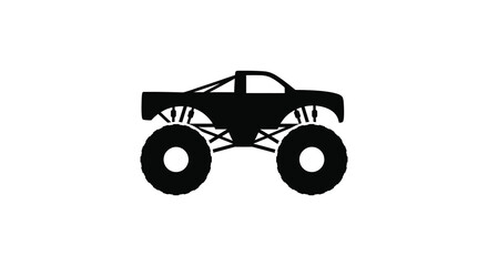 Black monster truck graphic bold design isolated on white stark silhouette © Kuntol02