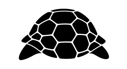 Black and white abstract graphic of a stylized turtle shell and flippers © AJI T