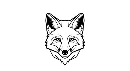 Fototapeta premium Geometric line art portrait of a fox head, sharp angles, black and white