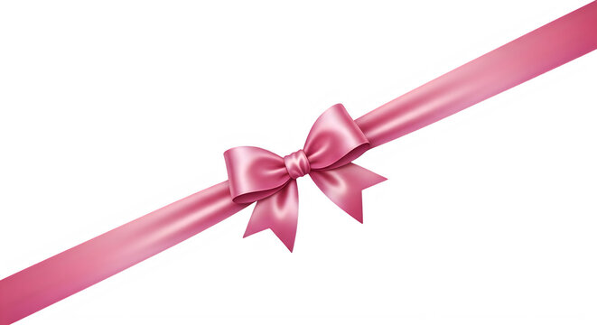 Pink satin ribbon with bow isolated on transparent background transparent background