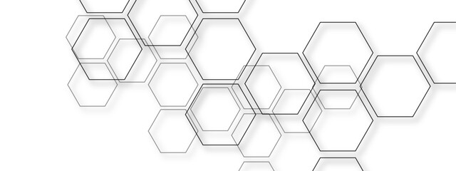 Fototapeta premium Vector Abstract geometric hexagons creates modern technology patterns with seamless design displays connectivity and scientific insight, the future is now