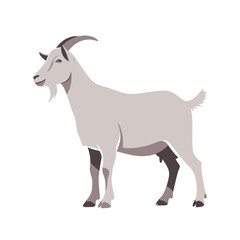 Fototapeta premium Stylized Goat Illustration - Farm Animal Icon on White Background