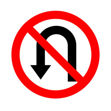 No U-Turn Sign - Prohibited Maneuver Road Traffic Symbol