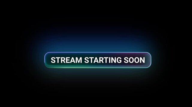 Stream starting soon neon text animation suitable for video live streaming on transparent background. text effect Seamless looping video.