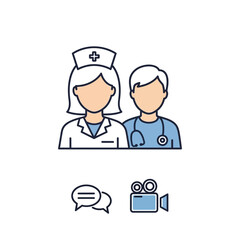Fototapeta premium Doctor and Nurse Icon Collaboration, Healthcare Communication and Video Recording Concepts
