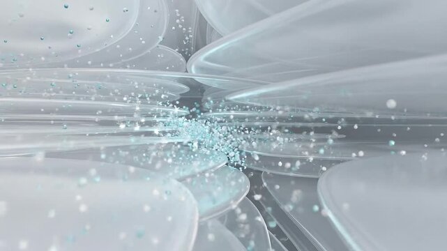 A futuristic scene unfolds exploding in a gray Technology environment.