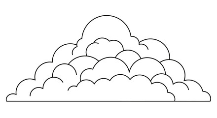 Fototapeta premium A stylized cluster of fluffy clouds, outlined in black on a white background
