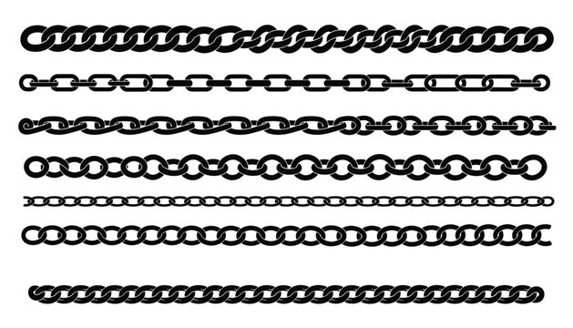 Vector set of various metal chains