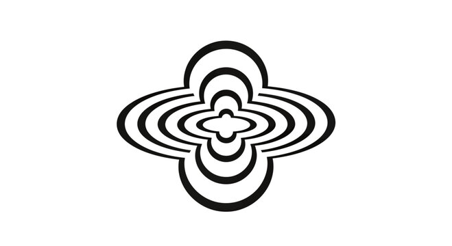 Abstract symmetrical pattern of concentric oval shapes, black on white