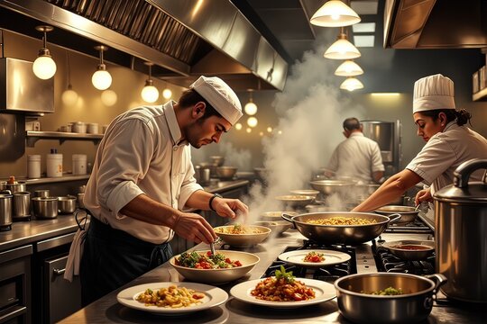 Ai lavoro frenetico al ristorante 01