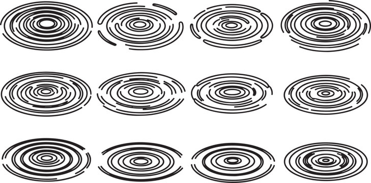 Concentric spirograph patterns with varying line densities and intersections Vector