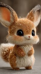 Fototapeta premium Adorable and Playful Cartoon Creature with Fluffy Ears and Tail
