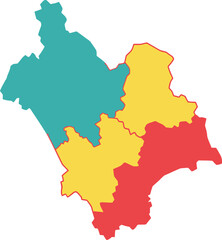 Obraz premium Colorful map of regions with five distinct areas