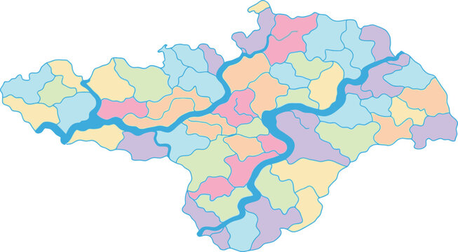 Colorful map of England regions and rivers