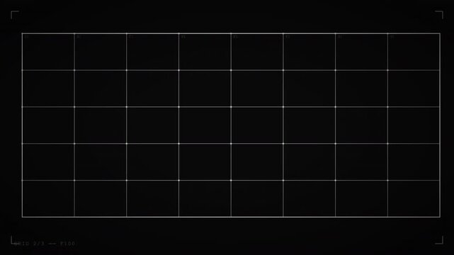 Title Sequence with Dark grid on black background, geometric design for tech concepts, abstract backgrounds, digital projects, or modern art visuals.