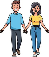 Fototapeta premium Couple walking hand in hand while enjoying a pleasant afternoon outdoors.