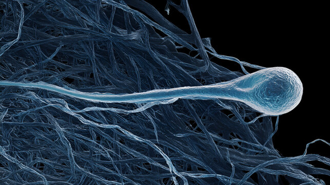 Single Human Sperm Cell Attaching to Oocyte Zona Pellucida