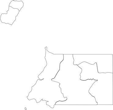Outline Map of Equatorial Guinea with Regional Boundaries Vector Style