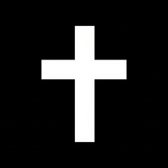 Fototapeta premium Simple White Christian Cross on a Solid Black Background.