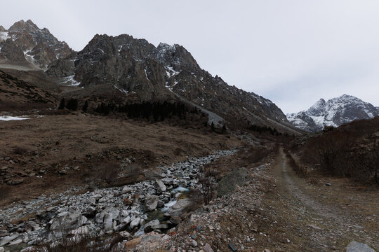 mountain river in The Ala-Archa Nature Park , Kyrgyzstan