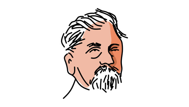 Gustave Eiffel portrait, flat vector illustration