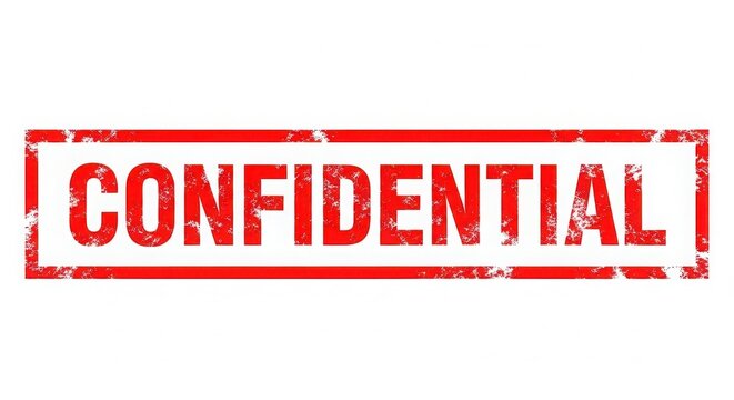 A bold red rectangular stamp featuring the word CONFIDENTIAL in a clean sans-serif typeface, presented with a distressed, weathered, and aged ink texture against a crisp and plain white background.