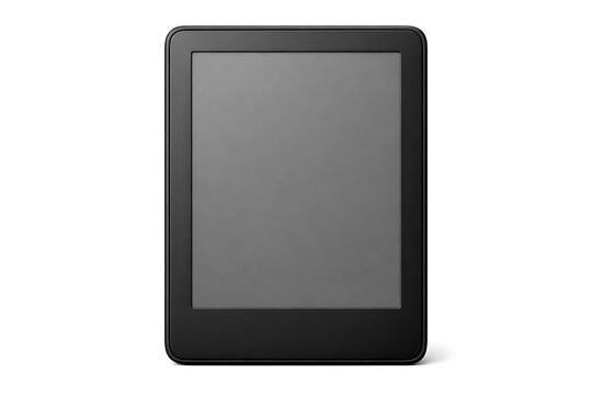 Black Ebook Reader with Blank Dark Screen on White Background