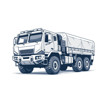 Military Truck Illustration in Clean Vector Style