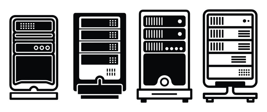 Set of server rack icons, server rack vector illustration, server rack sign, computer hardware symbol