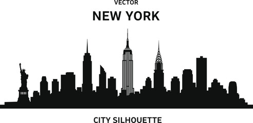 Obraz premium New York skyline silhouette cityscape urban architecture black vector illustration isolated design USA landmark city silhouette travel concept modern