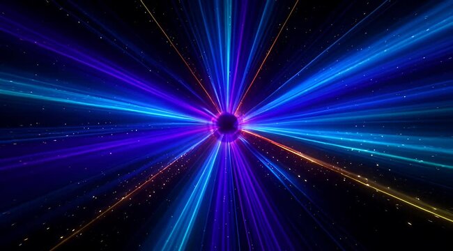Abstract view traveling through hyperspace with purple and blue light streaks
