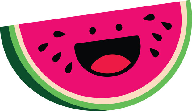 Smiling watermelon slice with seeds illustration