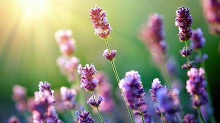 Obraz premium Lavender Plants Growing in the Garden During Sunny Weather With Space for Text