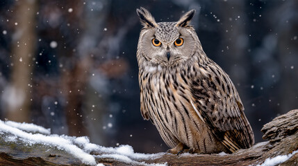 owl sitting on tree branch at night wildlife